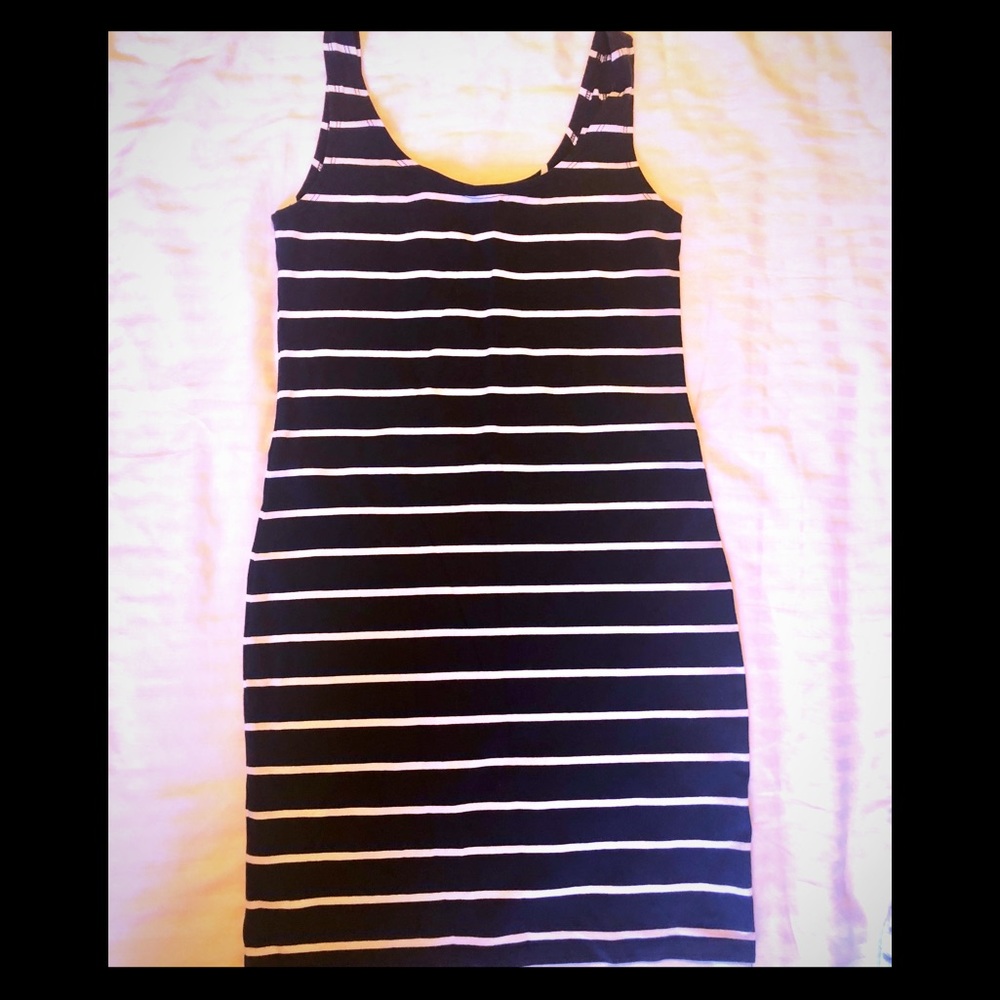 H&M Black and White Striped Mini Dress